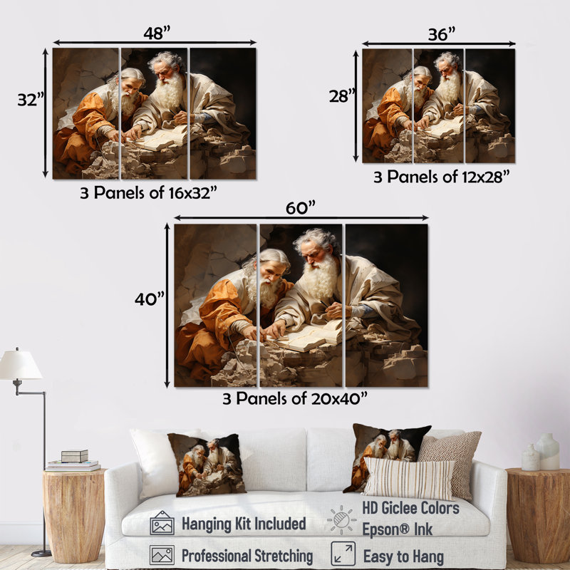 Apostles Alabaster Christianity Art - ensemble de reproductions d'art mural Christianisme, H 32 po x l 48 po