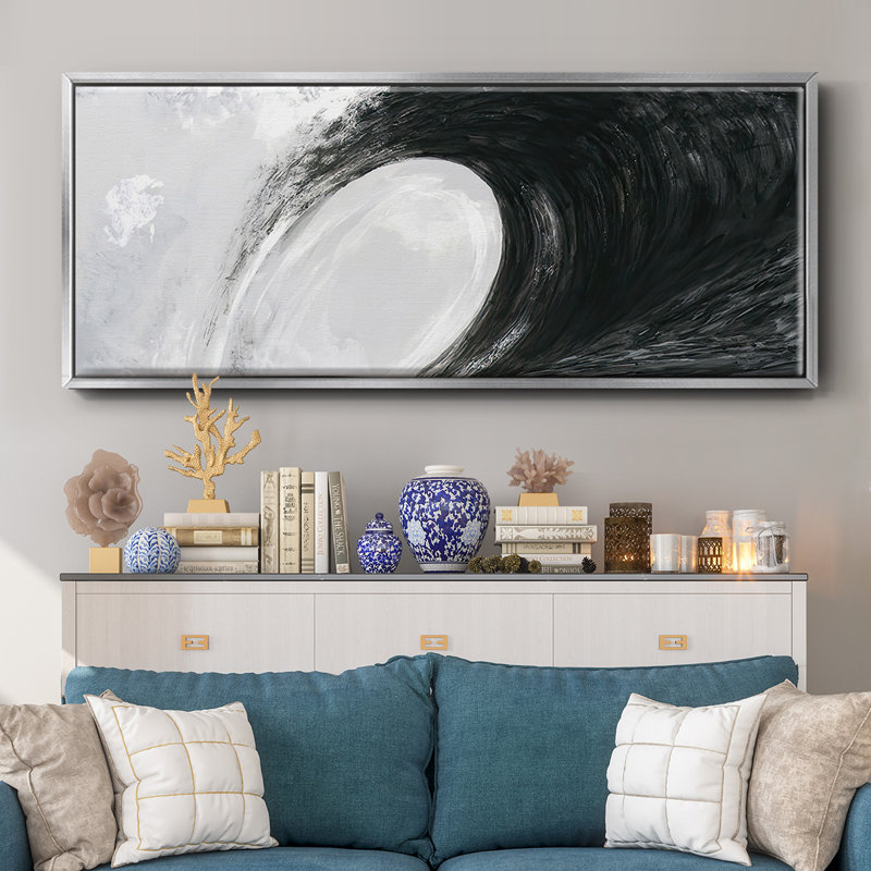 Black & White Waves IV - Framed Canvas