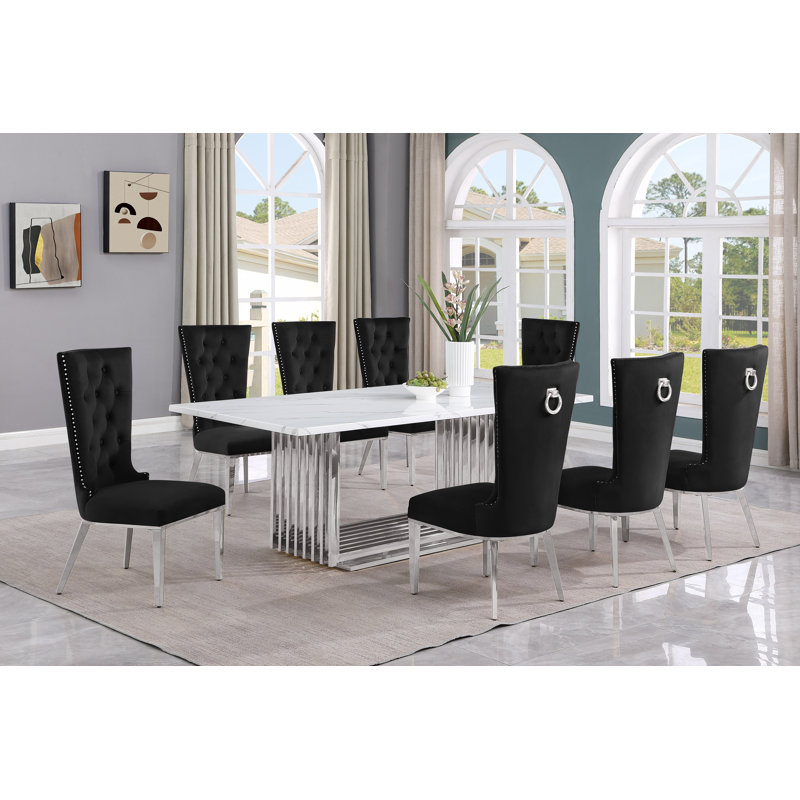 Ensemble repas Barkhamsted, 9, Noir / argent, Argent