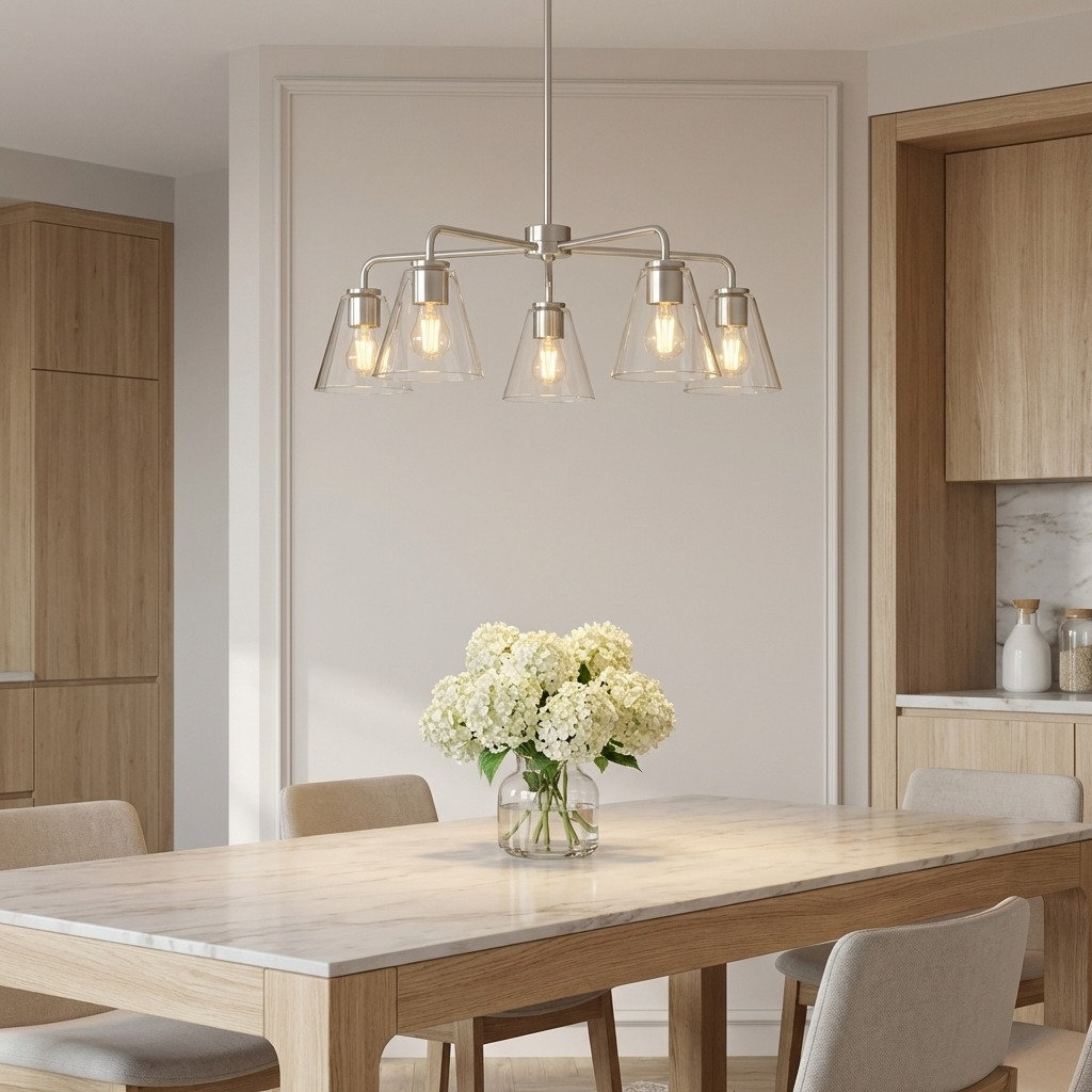 Hayden 5-Light Chandelier, Clear, Brushed Nickel