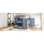 Lit mezzanine double gris avec tiroirs, tablettes et garde-robe spacieux pour économiser de l'espace-1611551754