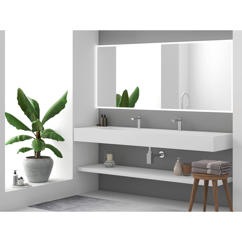 Lavabo-vasque rectangulaire de 183 cm avec bassin à rampe, Blanc