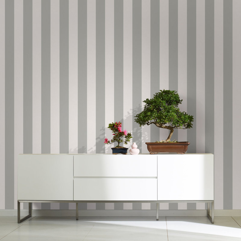 Ninti Industrial Effects Stripe Design Wallpaper Roll 10.05cm x 53cm, Grey