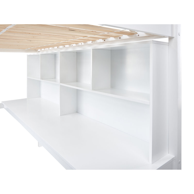 FOUCAMONT Solid Wood Storage Bed, White