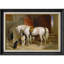 Illustration de cheval blanc et de chiens blancs, photos de l'entrée rustique, impression sur toile encadrée.-1128241350-1128241347