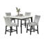 Ensemble de table de comptoir 5 pièces Soa, plateau carré en marbre blanc, 4 chaises, base noire-119906957