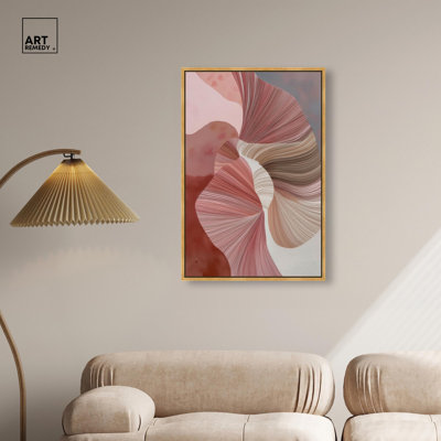 Décoration murale Boho Blush Ribbons II par Art Remedy, cadre doré, 24 x 36