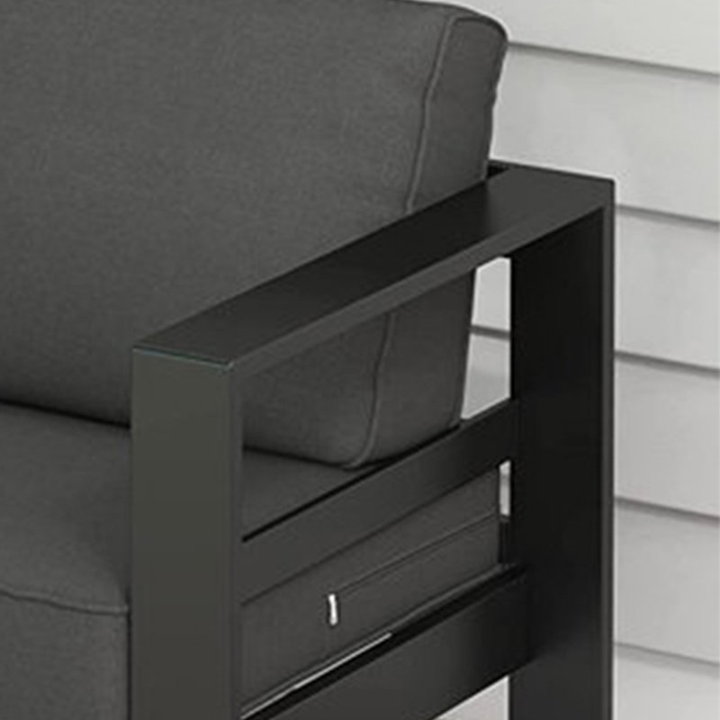 Ensemble de conversation d'extérieur pour 5 personnes avec coussins, Gris foncé, H 16 po x l 43 po x P 25 po, Gris foncé