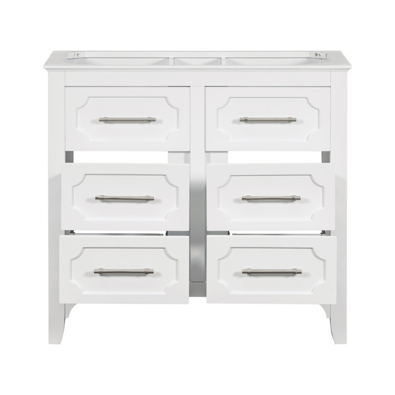 LOONGFIELD 【Sink Not Included, Only Vanity Base Cabinet】36'' Bathroom Vanity Without Sink , Free Standing Single Vanity Set With Four Drawers, Solid Wood Frame Bathroom Storage Cabinet Only