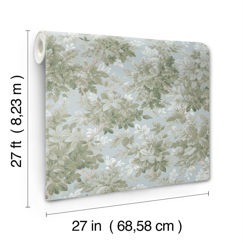 Greenwood Moss Deciduous Wallpaper, Light Blue