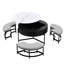 Table basse ronde moderne avec plateau relevable, espace de rangement et 3 repose-pieds, couleurs blanc et noir, plateau de 31,5 po de largeur, confortable, base, pour la lecture-121070757-121070759