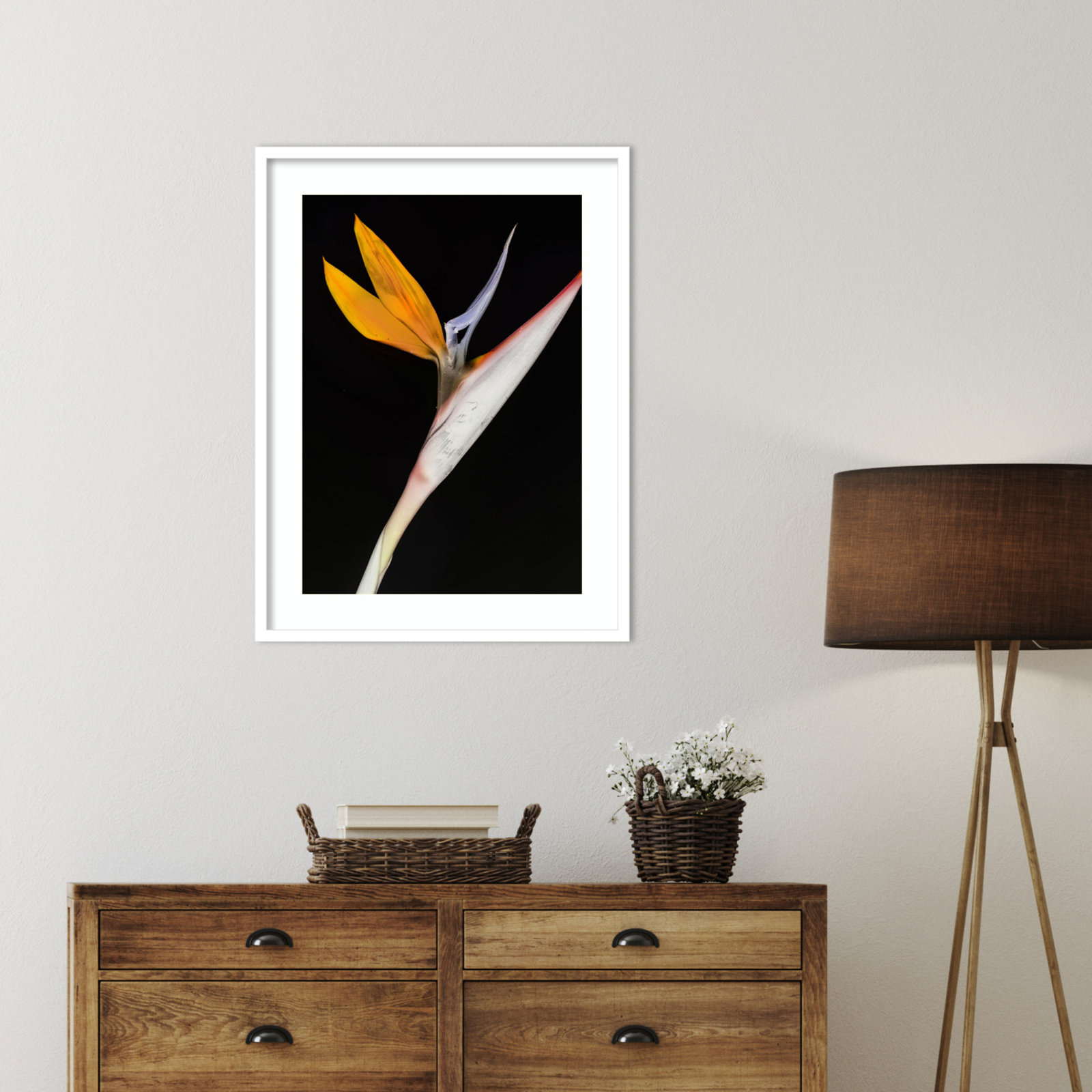 Olcott "Bird of Paradise" Print, White, 33" H x 25" W
