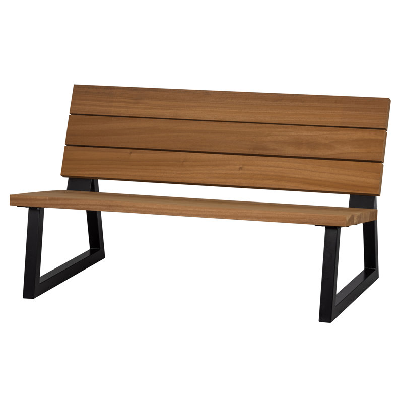 Metal/Solid Wood Outdoor Bench