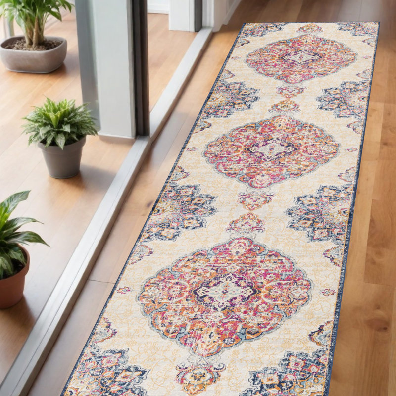 Tapis oriental crème Dhurrie 2 pi x 5 pi
