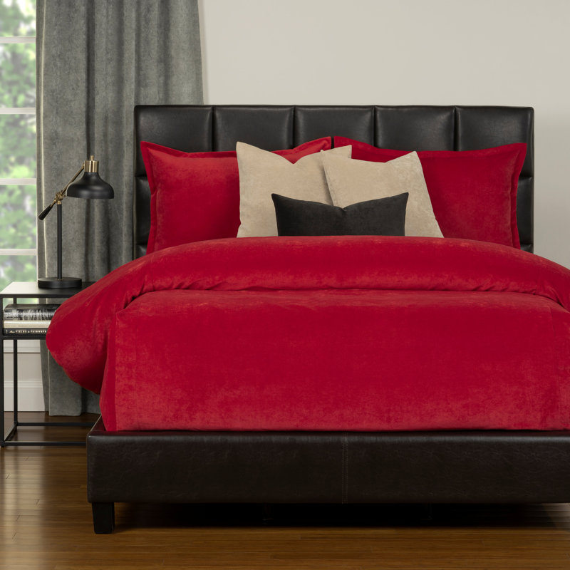 Mixology Velvet Bed Cap Comforter Set with Sewn Corners, Berry, Queen