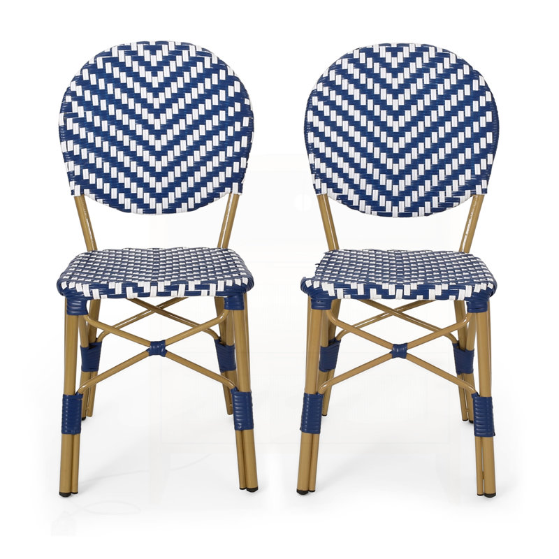 Ensemble de 2 chaises bistro d'extérieur sans accoudoirs en aluminium