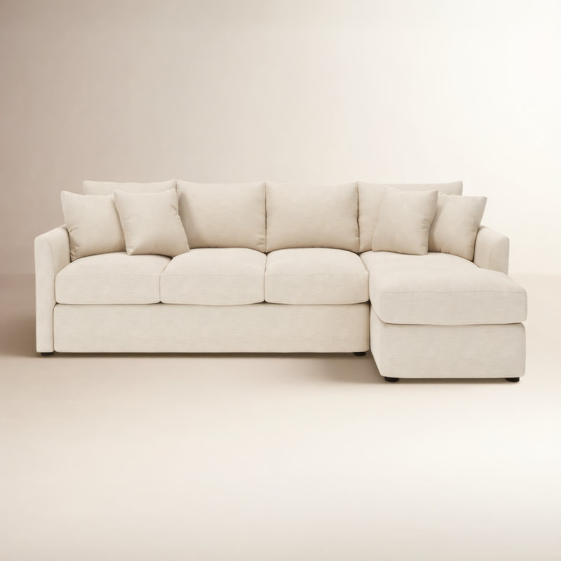 Cecelia Upholstered Chaise Sectional, Right Hand Facing, Drusky Ivory Sustain® Basketweave