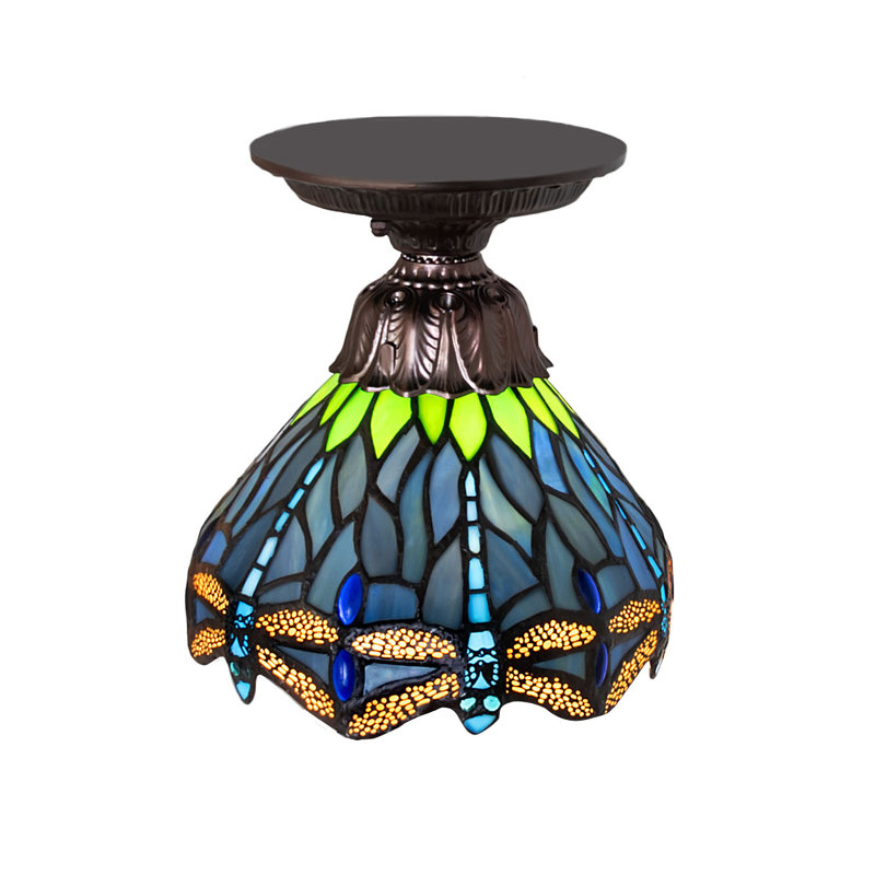 1 - Light Flush Mount, Blue/Green/Beige