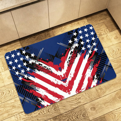 Tapis d'entrée en forme de V patiné étoile rayée 24 x 36 po pour intérieur et extérieur