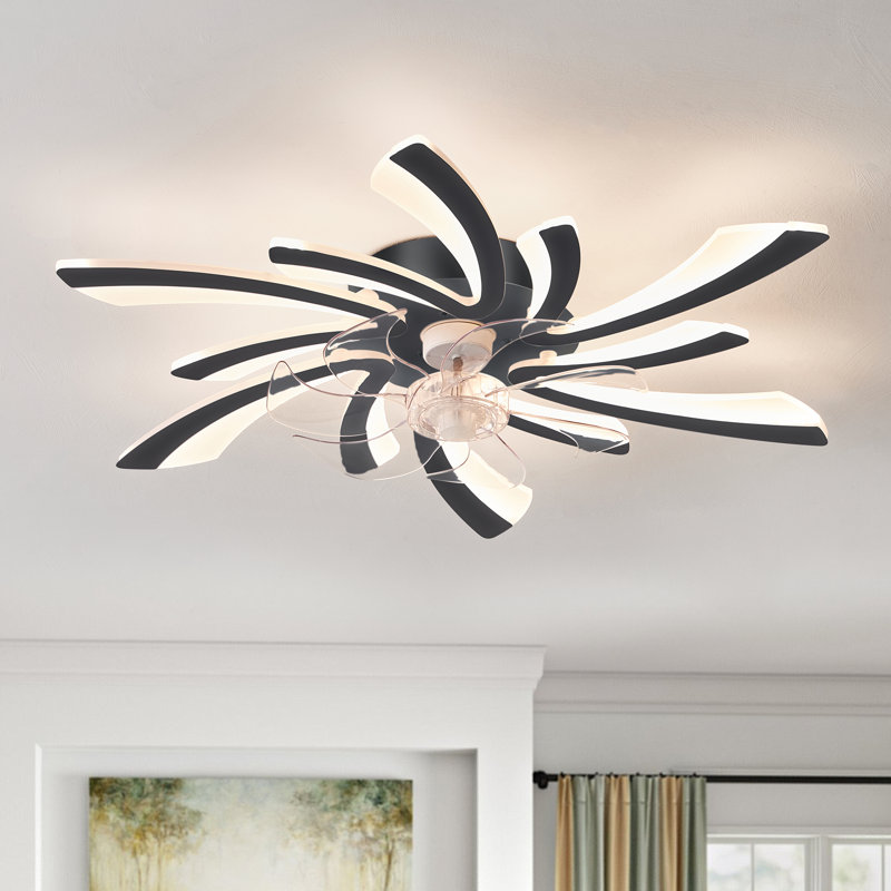 Abson 7 - Blade LED Ceiling Fan with Remote Control and Light Kit Included, Black