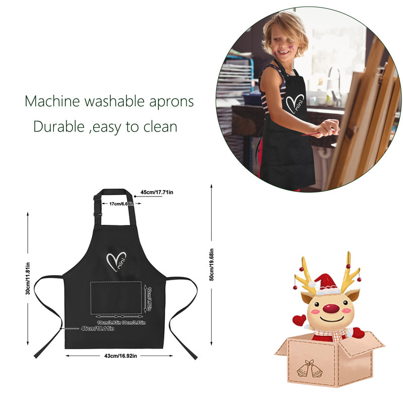 No Pattern Childrens Apron, Black