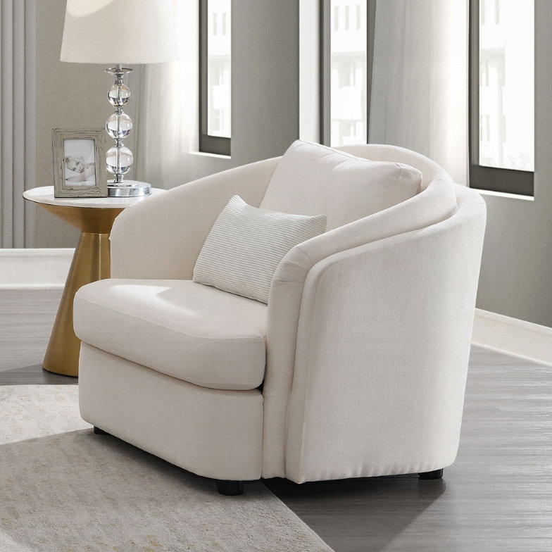 Chaise en lin beige Mariko avec coussin