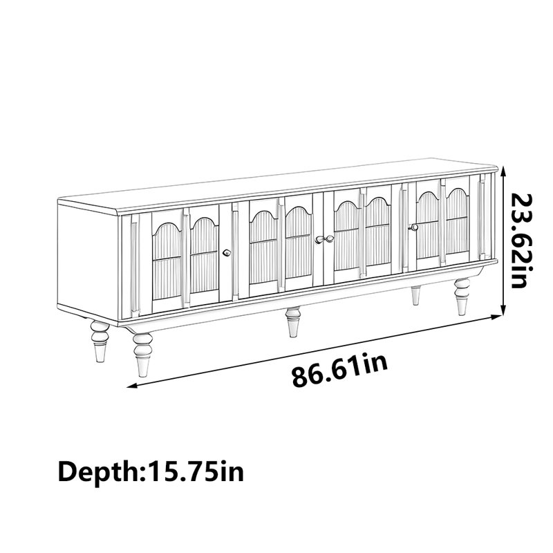 Meuble télé blanc de style français, 86.61"