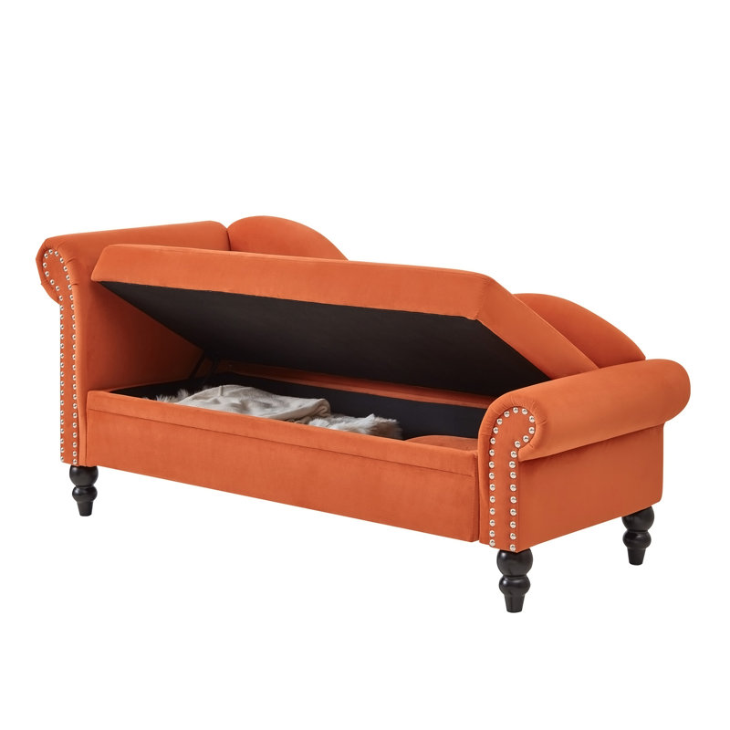 Méridienne 64,5 po, Velours orange