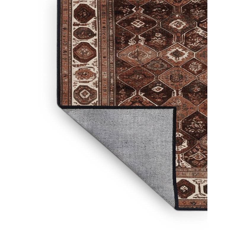 Tapis persan noir lavable à la machine, Carré 8 pi