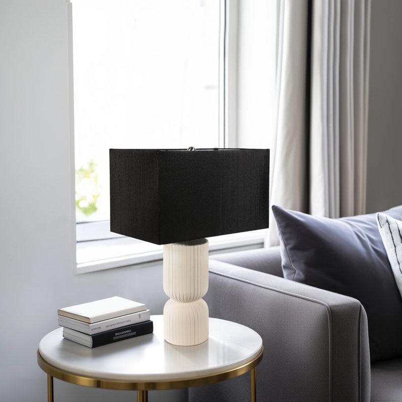 Latitude Run® 22" Fluted Cylinder Table Lamp In Black & White