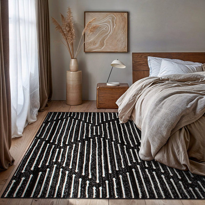 Boho Stripe Design Area Rug, Rectangle 7'10" x 10'