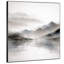 Très grand art mural imprimé sur toile - Paysage de montagne gris brumeux, décor de chambre minimaliste - «Assemblage requis (cadre non fini)»-130841912