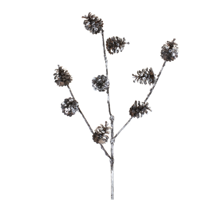 Brown Plastic Pine Cone Spray Set for Holiday Decor