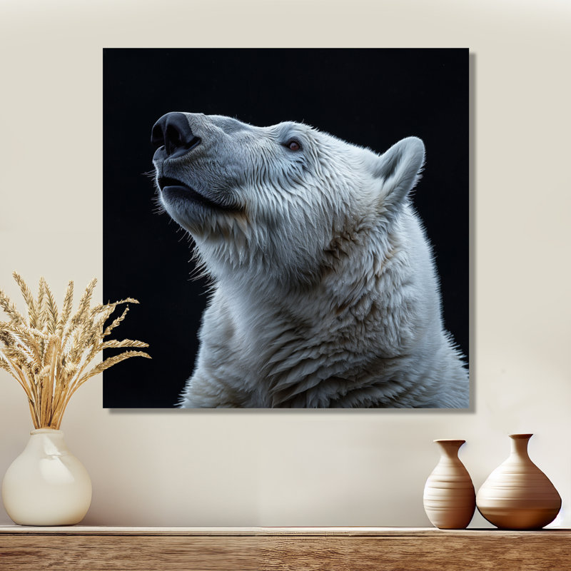 Photo en noir et blanc d'un ours polaire I - ours 2, Toile tendue, H 30 po x l 30 po x P 1 po