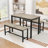 3-Piece Dining Table Set, Industrial Rectangular Table with 2 Benches and Durable Metal Frame-2046113733