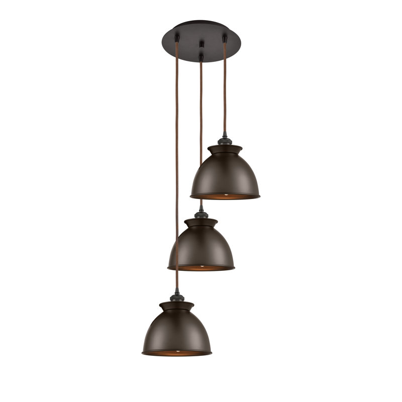 Luminaire suspendu 3 lumières à 3 lumières, Bronze huilé, Bronze huilé
