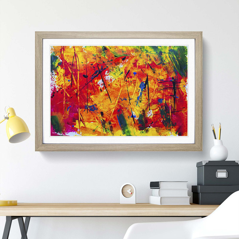 Abstract Art Painting Vol.466 by S.Johnson - Picture Frame Painting Print, Oak Framed, 36cm H x 48cm W x 2cm D
