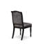Ensemble de salle à manger moderne 5 pièces comprenant une table ronde de style Mid-Century et 4 chaises en polyester texturé marron avec haut dossier et finition noire sablée.-439877094-439877092