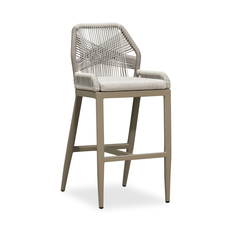 Tabouret de bar d'extérieur à l'épreuve des rayons UV avec coussin amovible PURPLE LEAF, Champagne