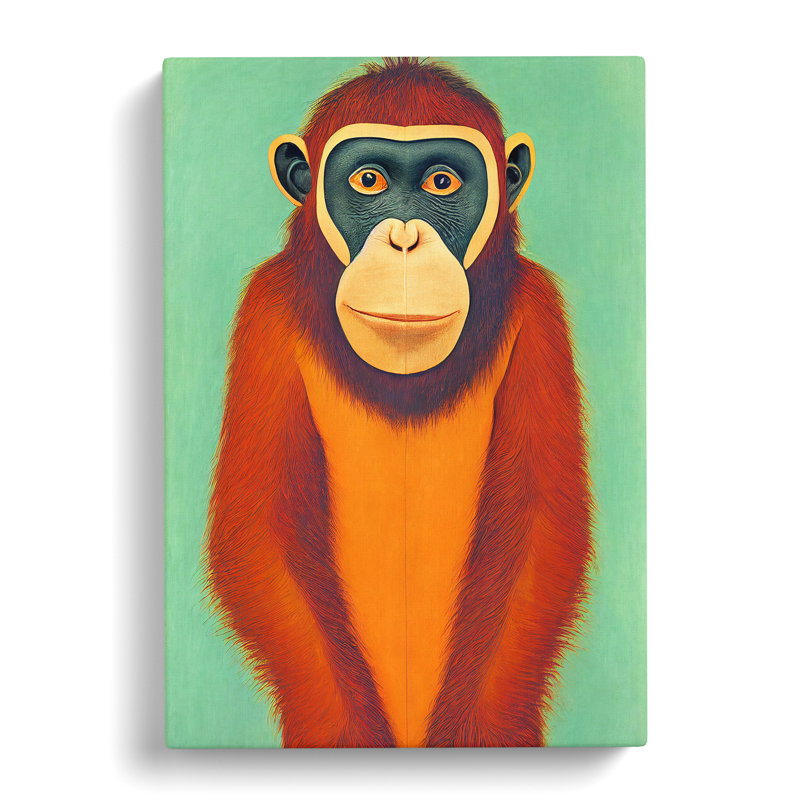 CAN-V0523-1641X Orangutan Painting - Wrapped Canvas Print, 60cm H x 40cm W
