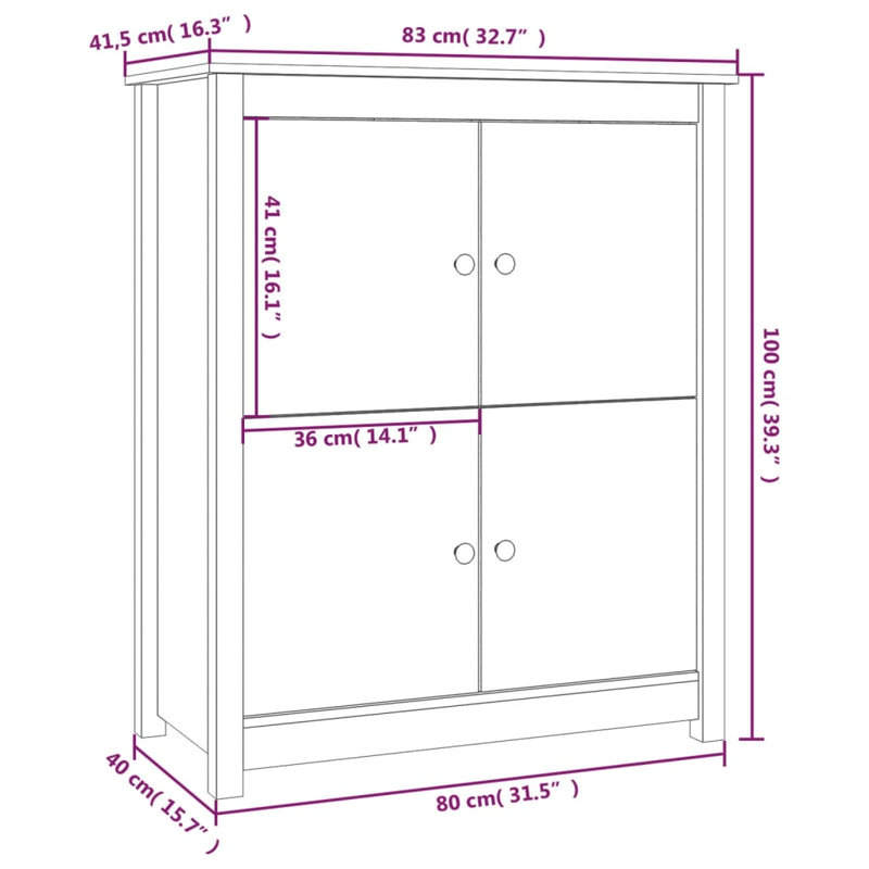 Johnelle 83cm Solid Wood Sideboard, White