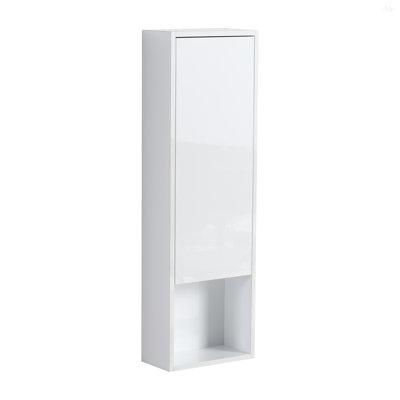 Armoire murale de salle de bain 12 po, portes à fermeture douce, conception à fixation flottante, blanc brillant (emballage KD)
