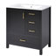 30" Black Bathroom Vanity With Sink Combination Set, Bathroom Storage Cabinet With Soft Close Door, 3 Soft Close Drawers And Removable Tray, Solid Wood Frame