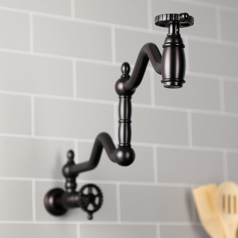 Kingston Brass Fuller Two-Handle 1-Hole Wall Mount Pot Filler Faucet, Oil Rubbed Bronze
