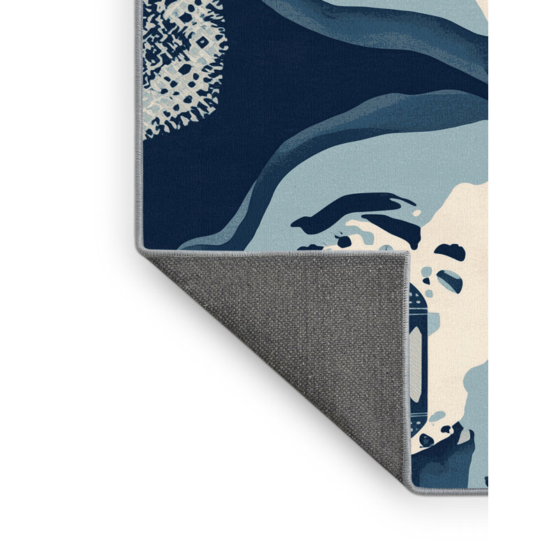 Soft Plush Eich Bold & Eclectic Modern Abstract Area Rug in Gray – SkyBlue Binding, 7x10
