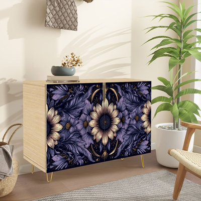 Buffet avec rangement Mystical Moon Garden Floral Cosmic avec 2 portes pour le salon et la cuisine