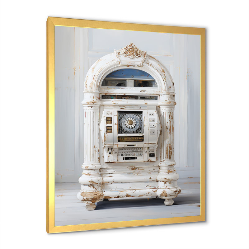 Minimalist Jukebox Melody 2 - Jukeboxes, art mural, Cadre photo doré simple, H 40 po x l 30 po x P 1,5 po