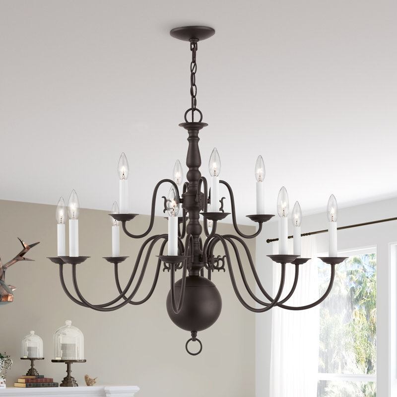 Benedetto 12 - Light Steel Chandelier, Bronze