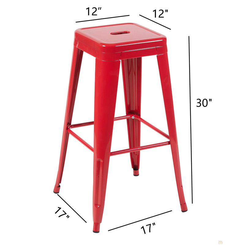 Tabouret à hauteur de comptoir de 30 pouces, ensemble de 4 tabourets de bar en métal sans dossier, non empilable, amovible et facile à assembler