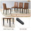 Ensemble de table de salle à manger rectangulaire pour 6 personnes, ensemble de table de salle à manger de style campagnard de 71 po avec 6 chaises rembourrées et tablette de rangement, plateau de table en bois avec structure en métal, fendu noir / bois-1360574149